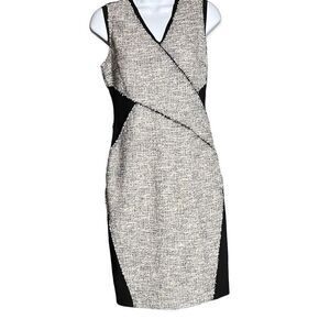 Tahari Women's Party Dress Bodycon Wrap Sleeveless Casual Work Grey Black Size 2